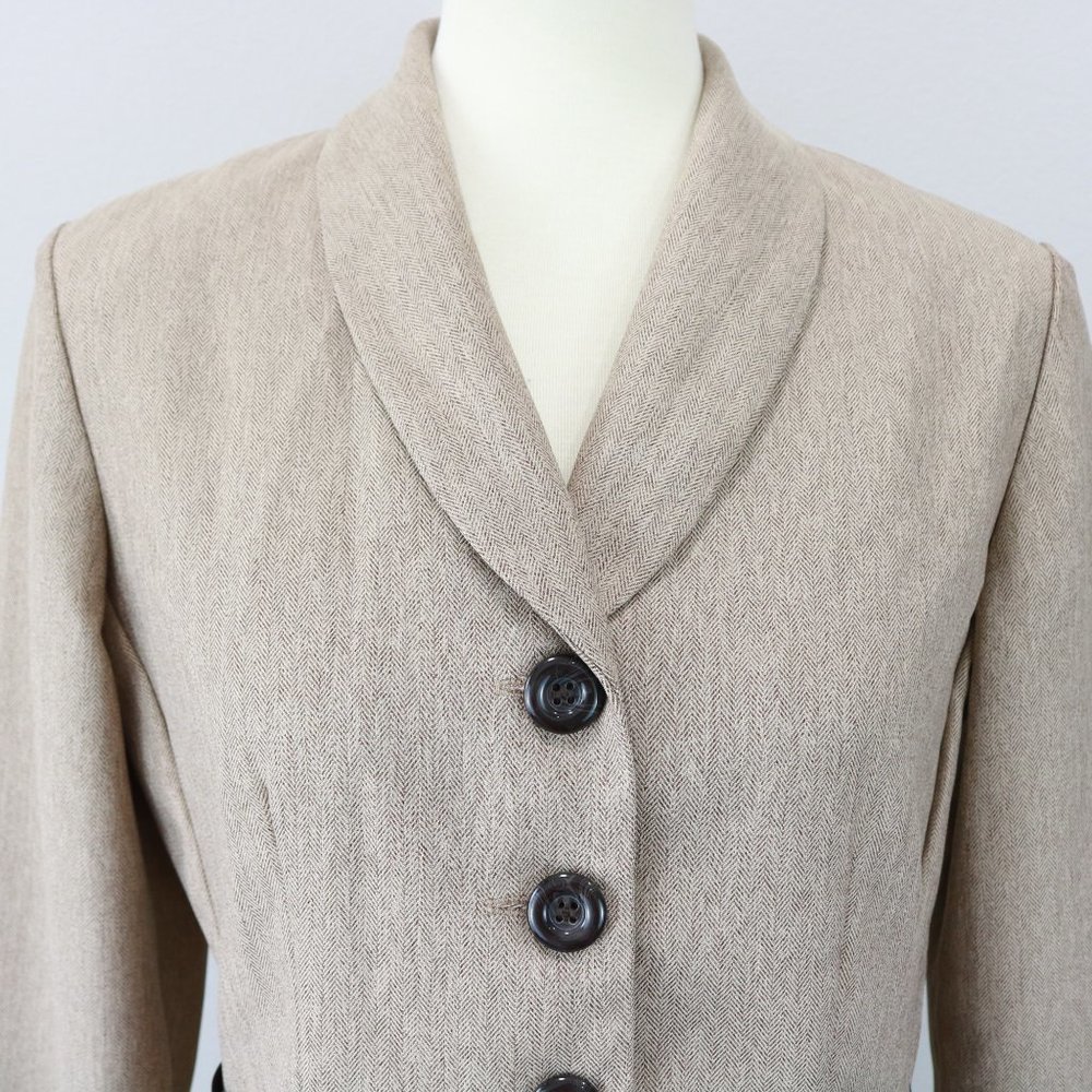 Perceptions Petite Brown Zig Zag Chevron Blazer - image 2